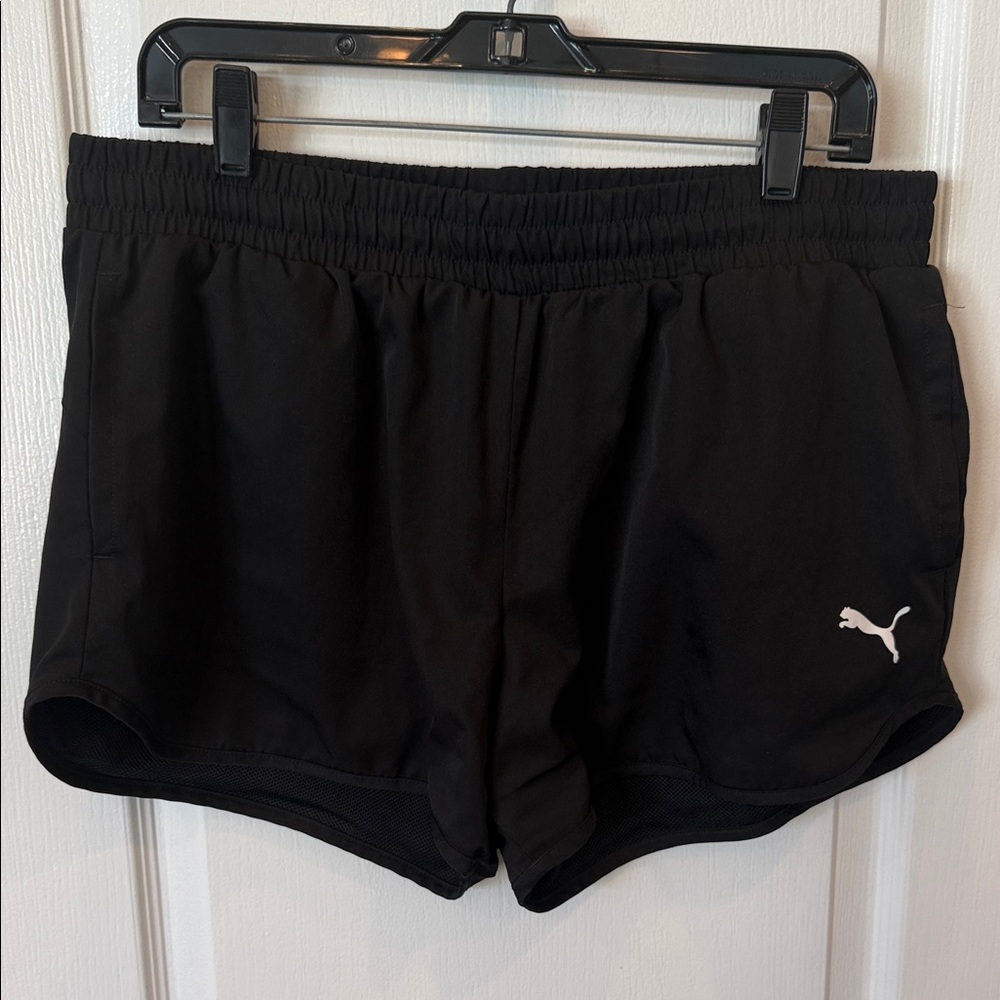 Puma Running Shorts Women Large Black Athletic Workout Lightweight 🎉 2 For $20 🎉